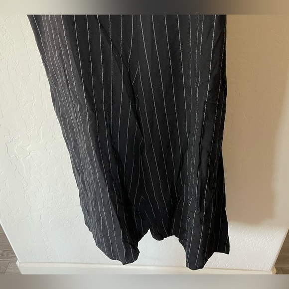 Joah Premium| Black Striped Wide-Leg Jumpsuit, Overall Straps, Size L•••… - Picture 5 of 12